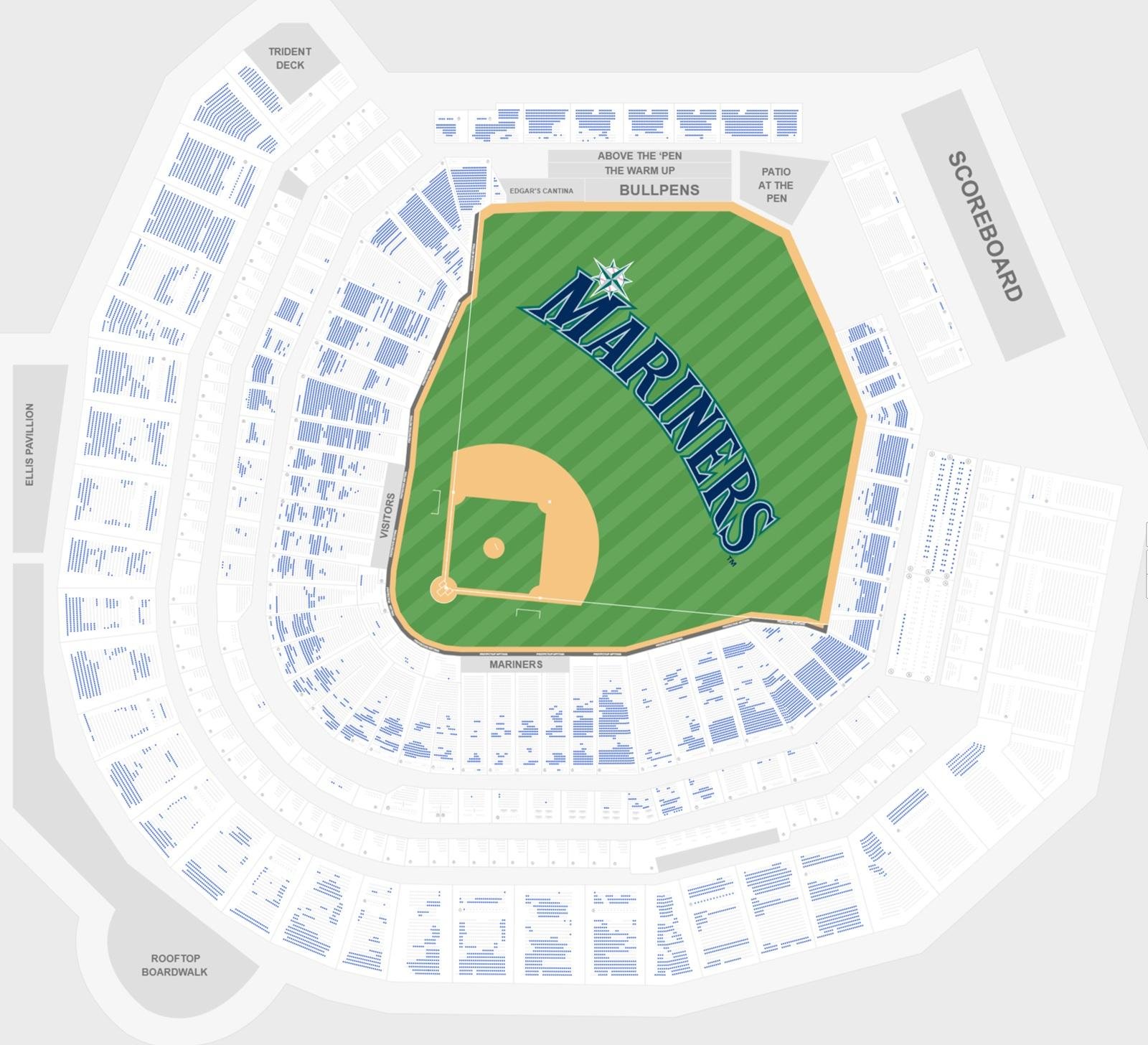 T Mobile Park Seating Chart with Seat Numbers and Rows