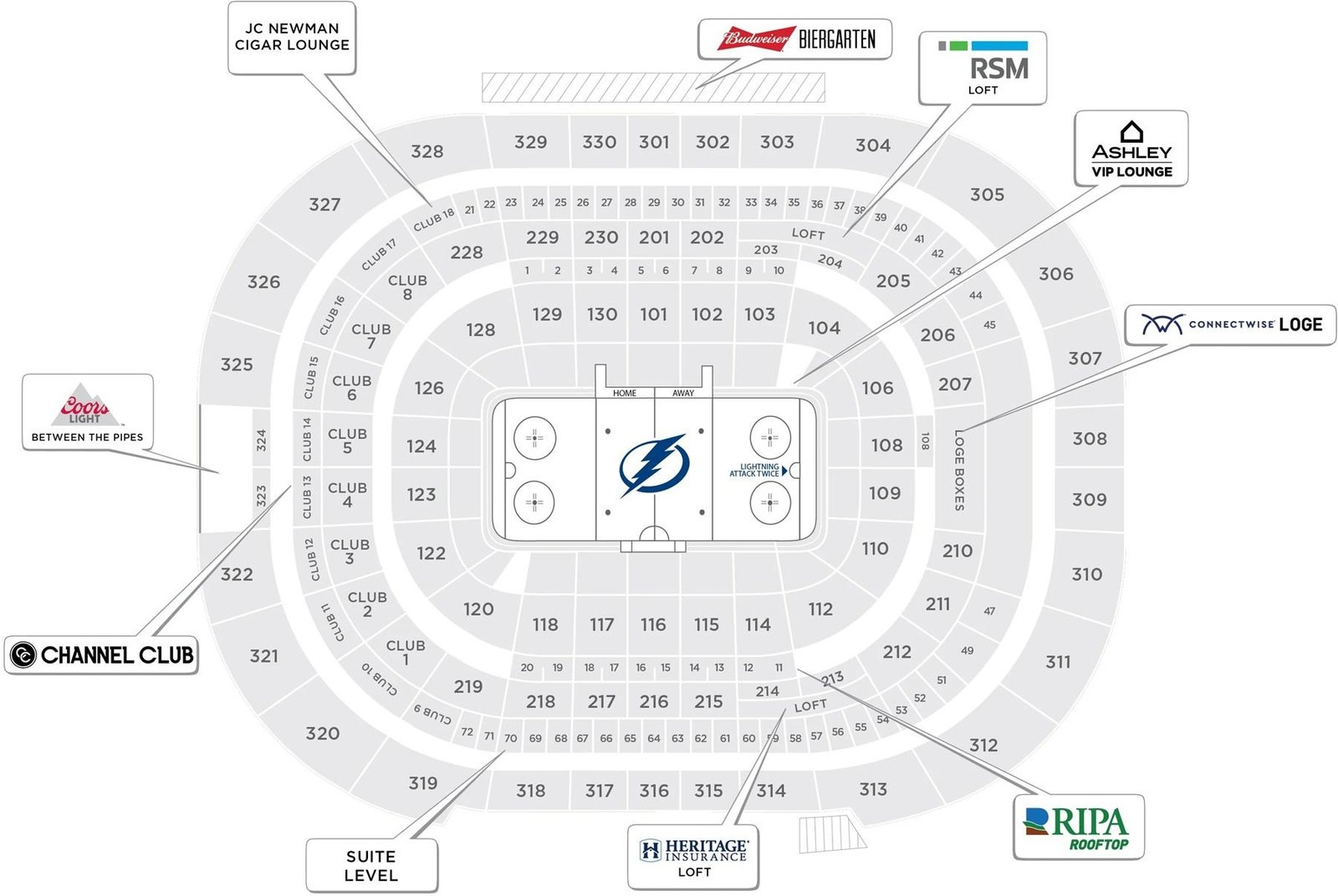 Amalie Arena Seating Chart for Ice Hockey