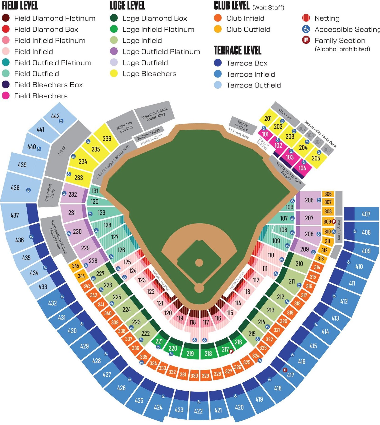 American Family Field Seating Chart with Rows