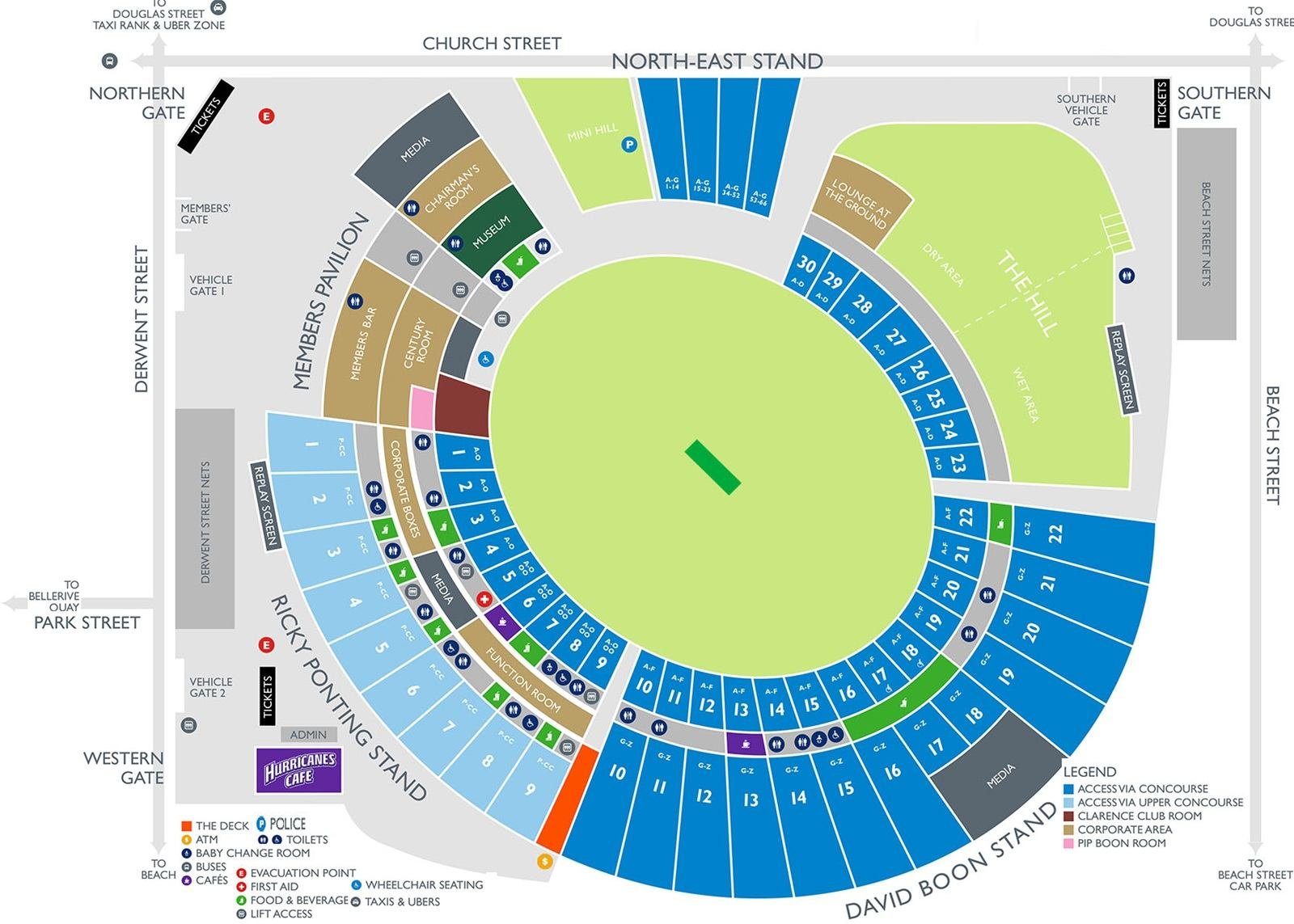 Bellerive Oval Seating Map