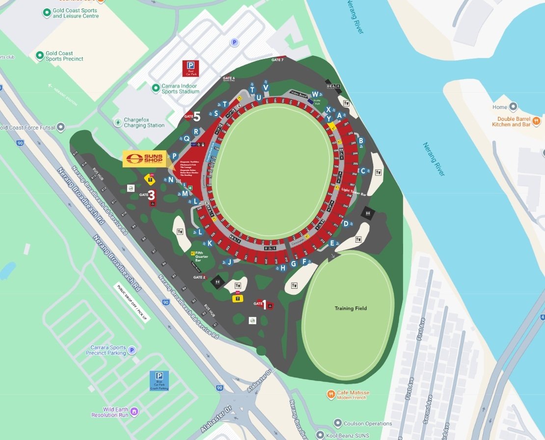 Carrara Stadium Parking Map