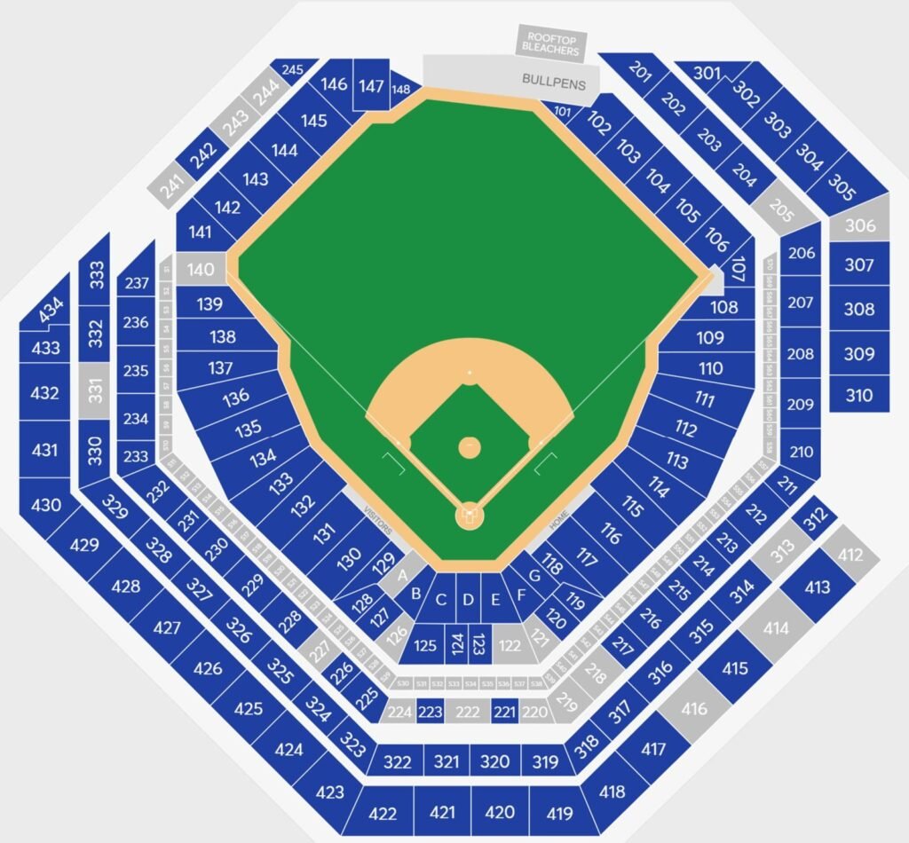 Citizens Bank Park Seating Chart with Seat Numbers and Rows