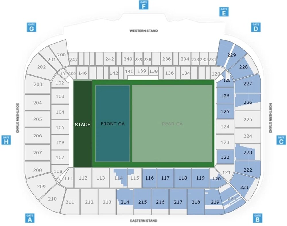 CommBank Stadium Seating Map for Concerts