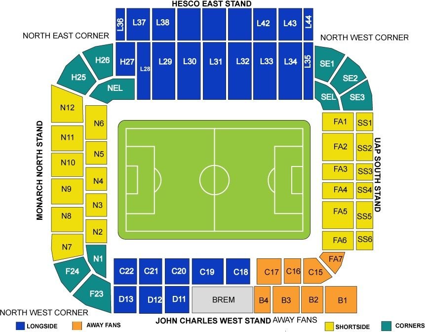 Elland Road Stadium Seating Plan with Stands