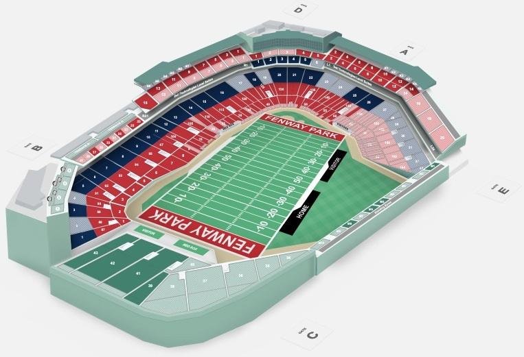 Fenway Park Seat Map for Football