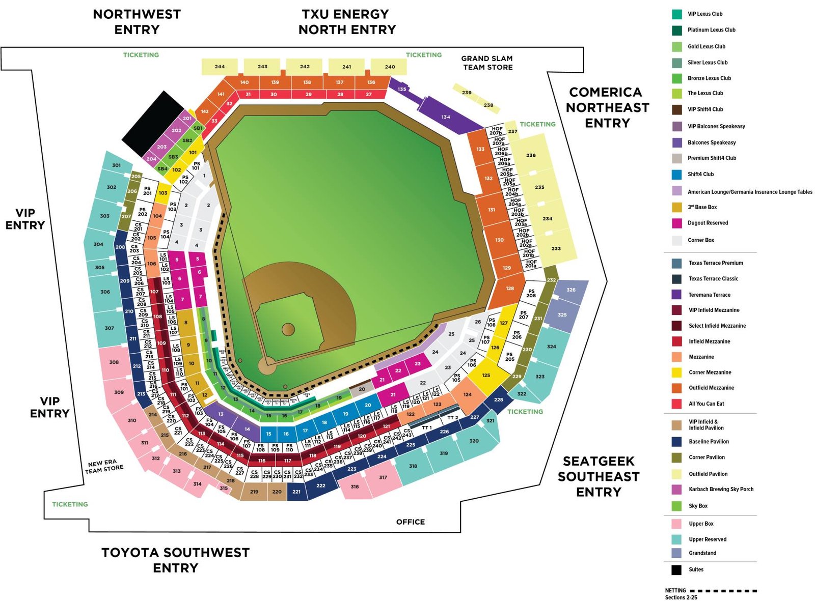 Globe Life Field Seating Chart with Rows and Stands
