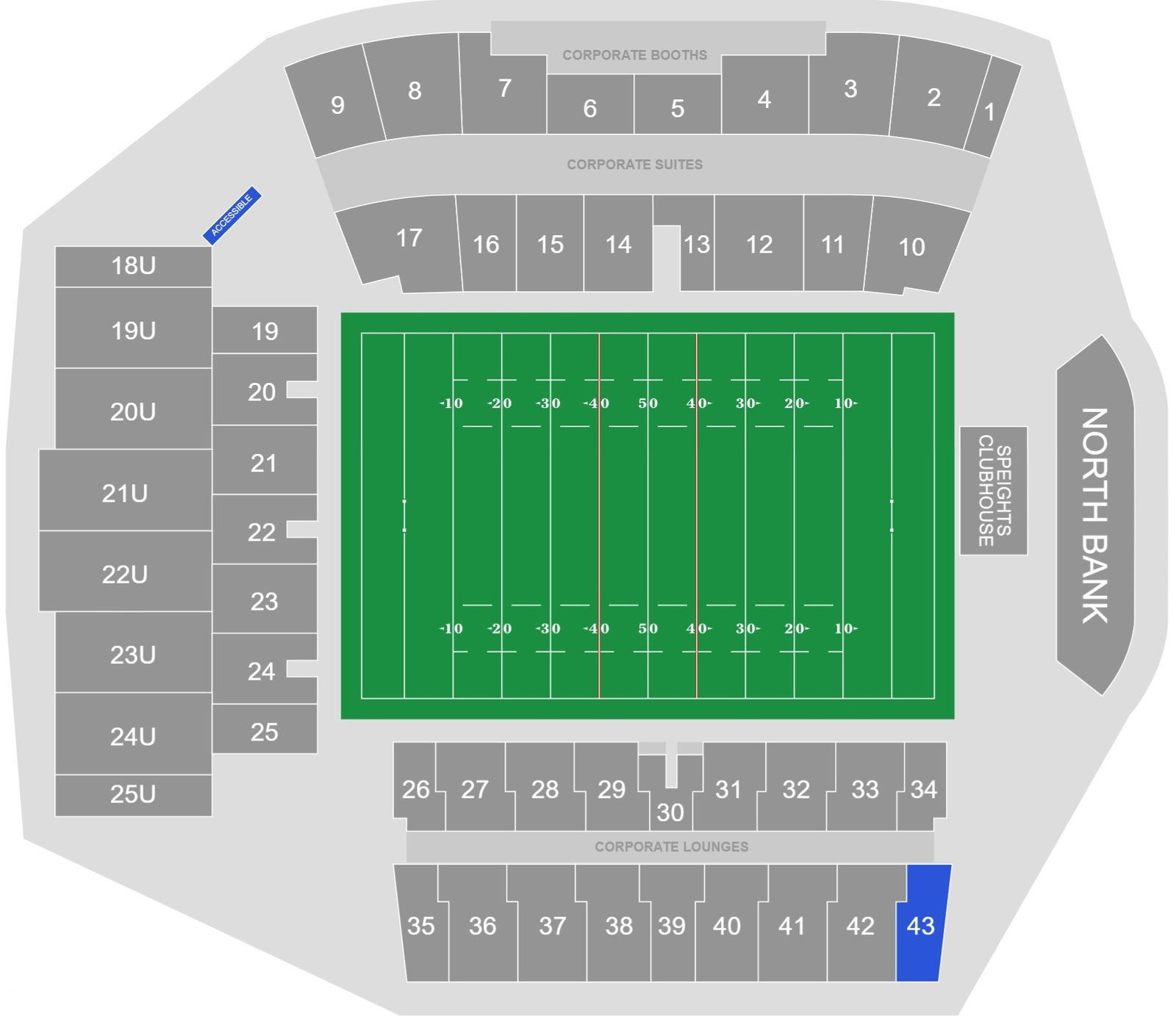 Go Media Stadium Seating Plan with Rows