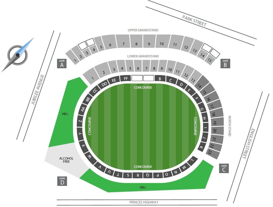 Jubilee Stadium Seating Map with Rows