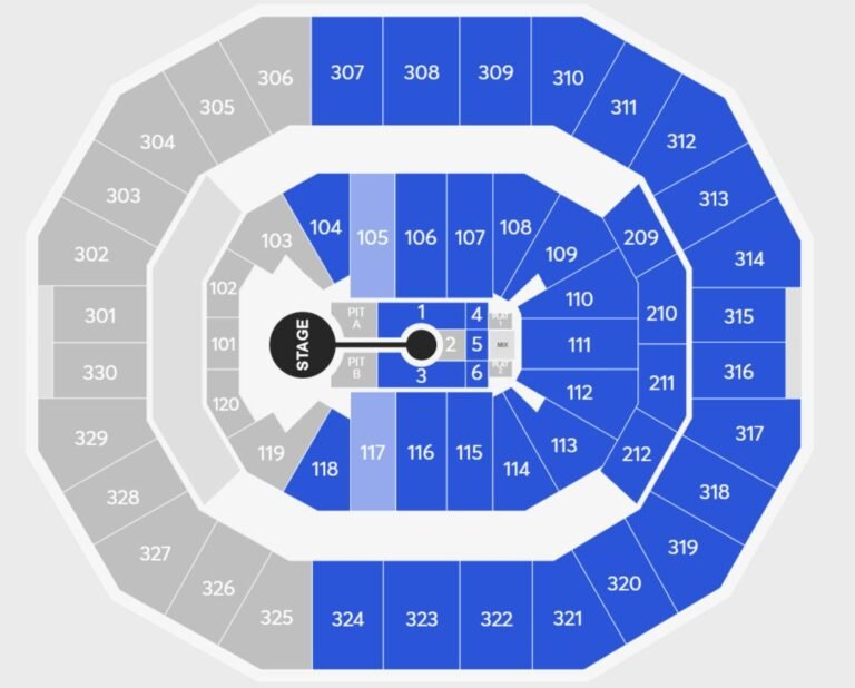 KFC Yum! Center Seating Chart with Seat Numbers and Rows