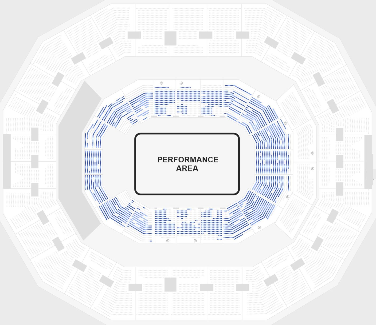 KFC Yum Center Seating Chart with Rows and Seat Numbers