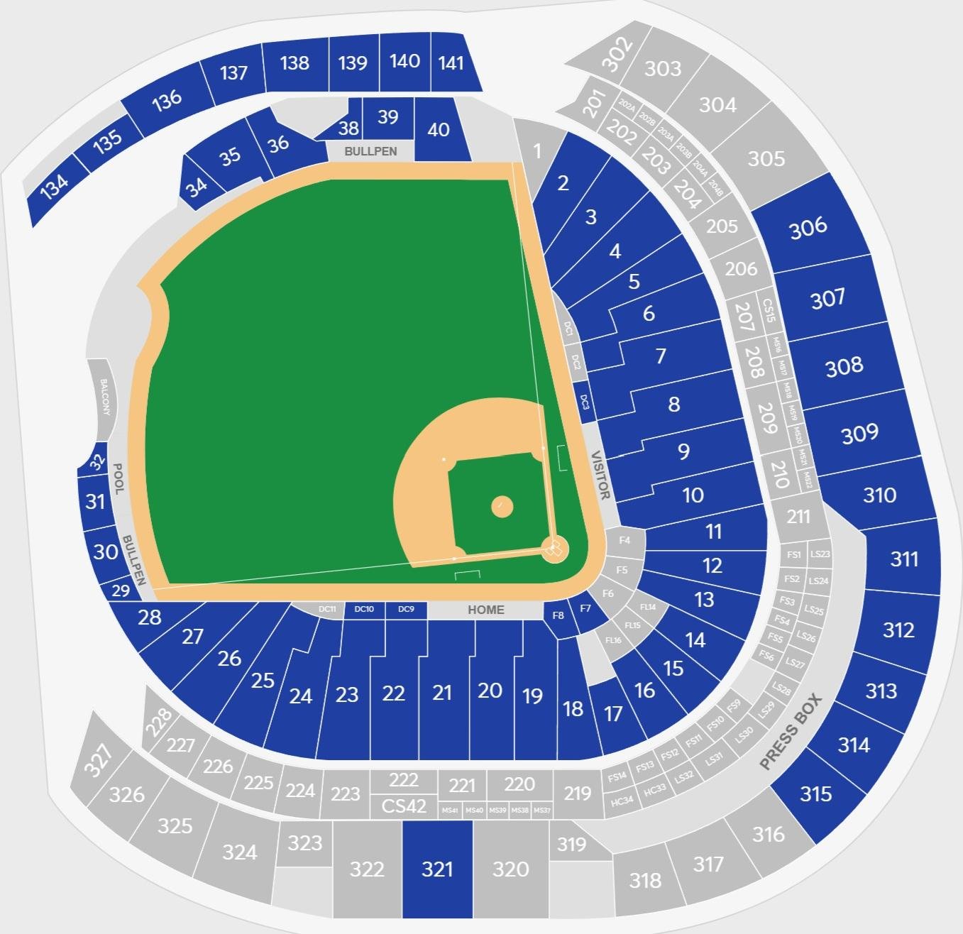 LoanDepot Park Seating Chart with Rows