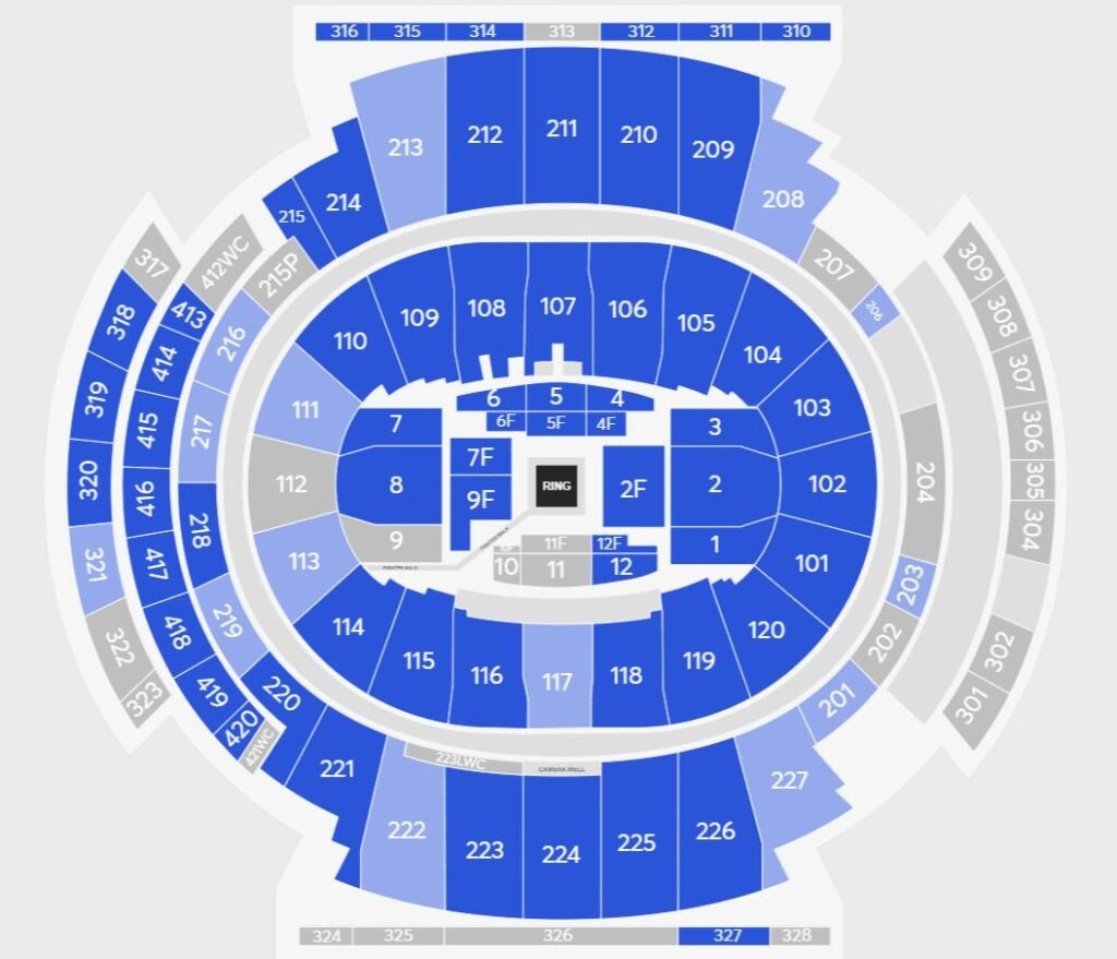 Madison Square Garden Seating Chart with Seat Numbers and Rows