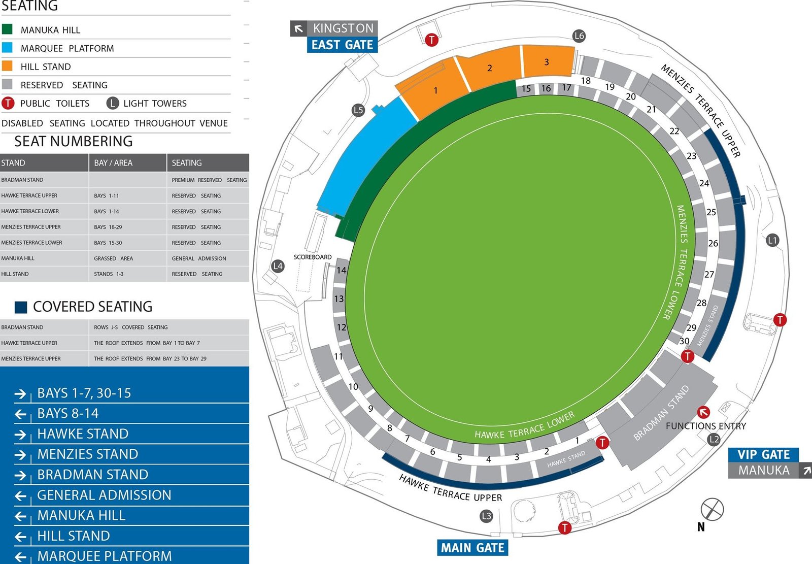 Manuka Oval Seating Map