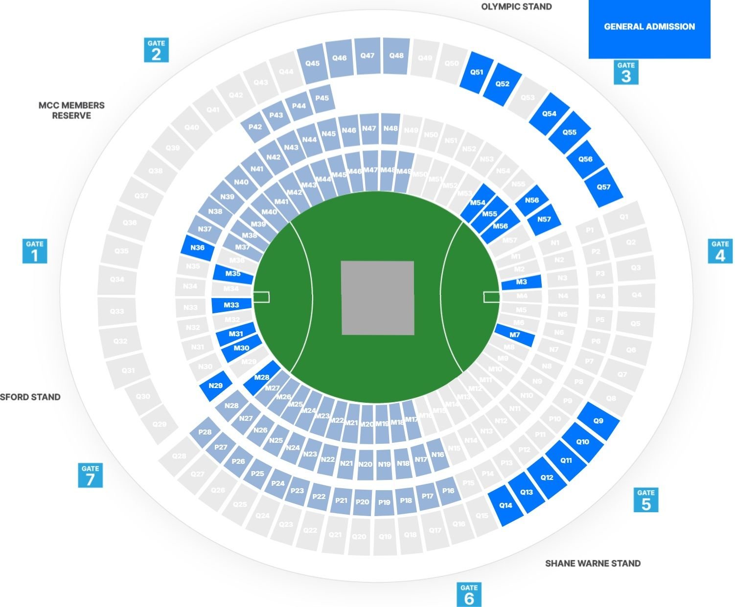 MCG Seating Map for AFL Games