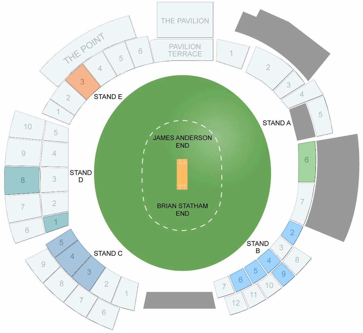Old Trafford Cricket Ground Seating Plan for England vs India Test Match