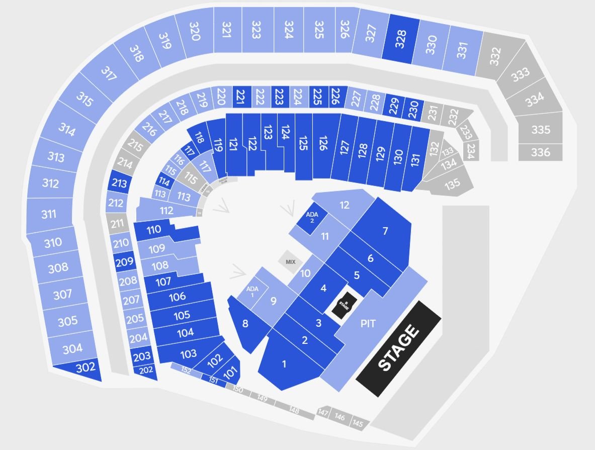 Oracle Park Seating Plan for Concerts