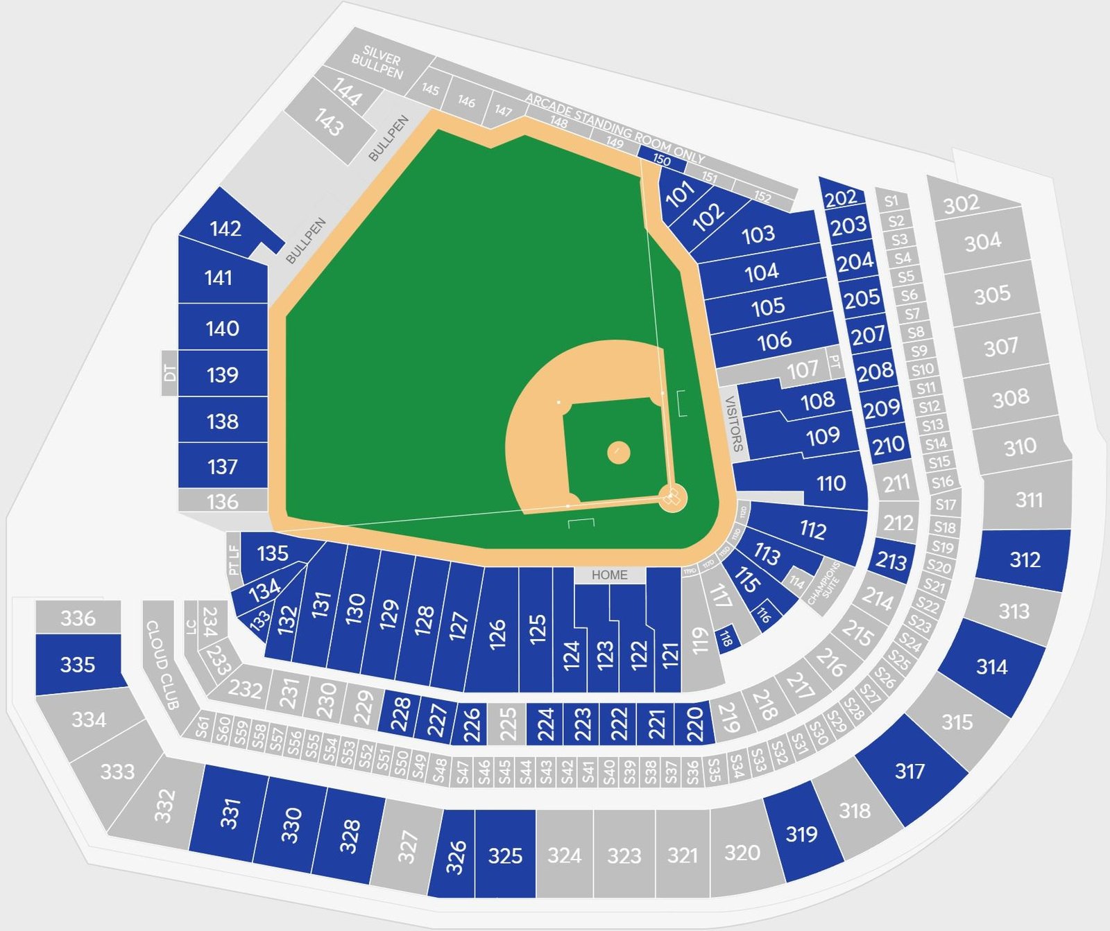 Oracle Park Seating Chart with Rows