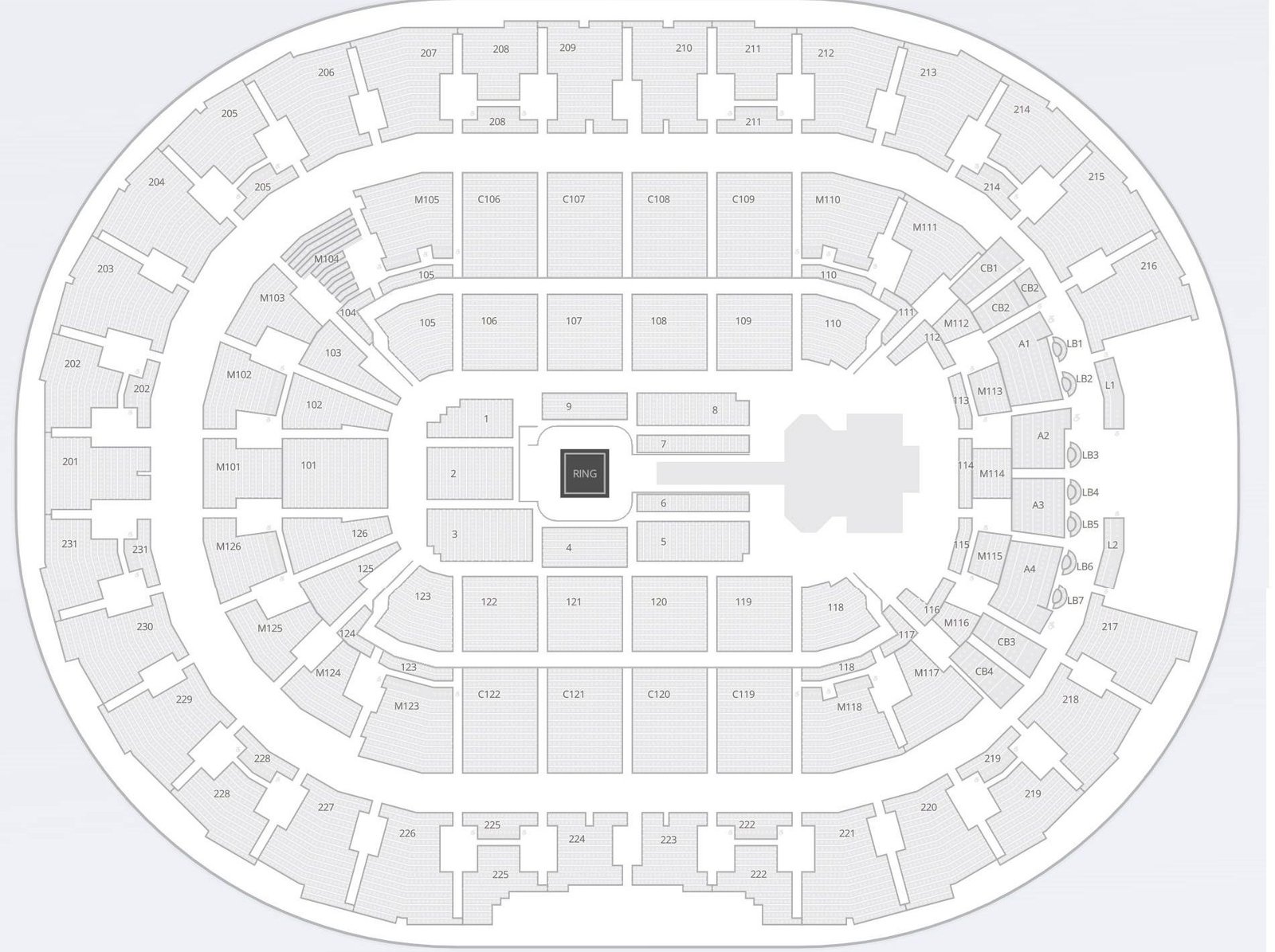 Rocket Arena Seating Chart with Rows