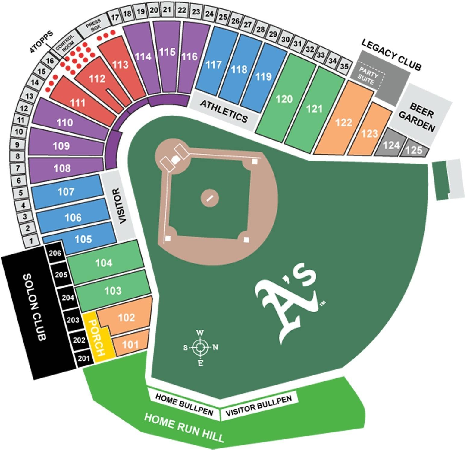 Sutter Health Park Seating Chart with Rows