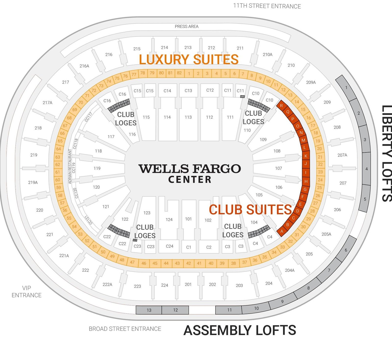 Wells Fargo Center Seating Chart Arrangement