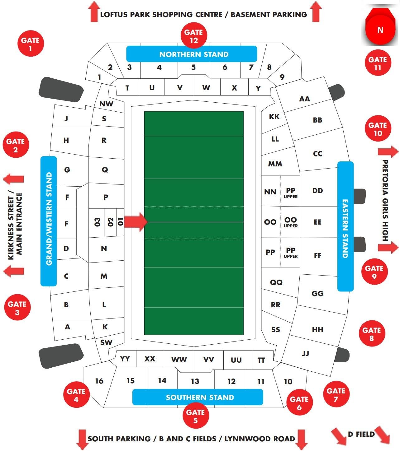 Loftus Versfeld Stadium Seating Plan