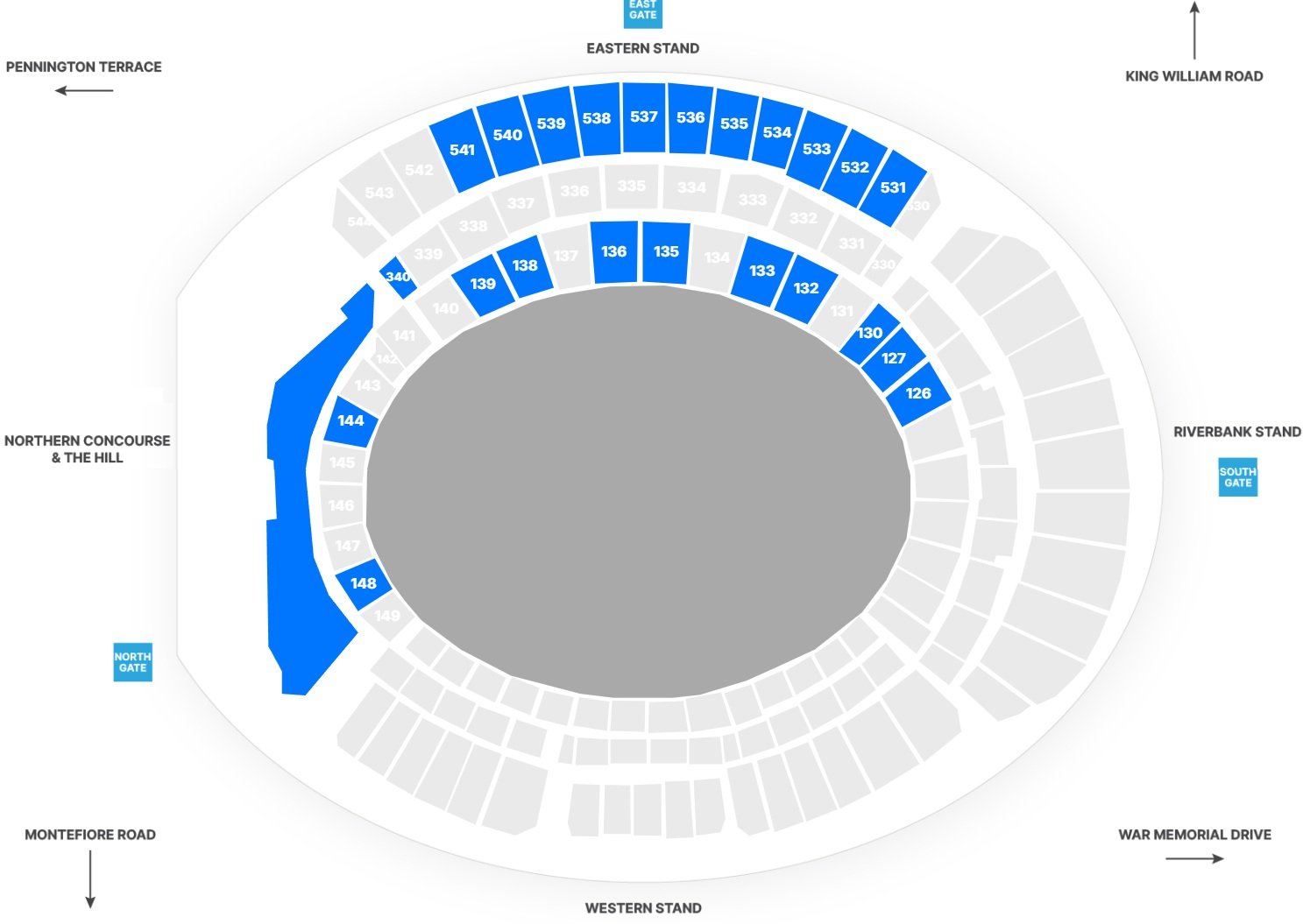 Adelaide Oval Seating Map for Cricket