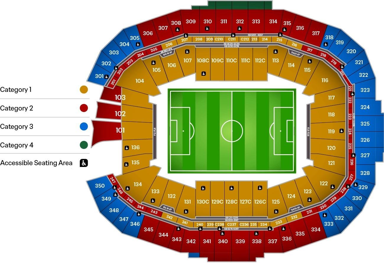 Atlanta Stadium FIFA World Cup Seat Map