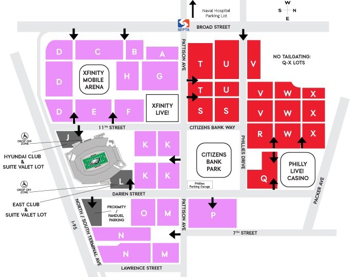 Lincoln Financial Field Stadium Parking Map