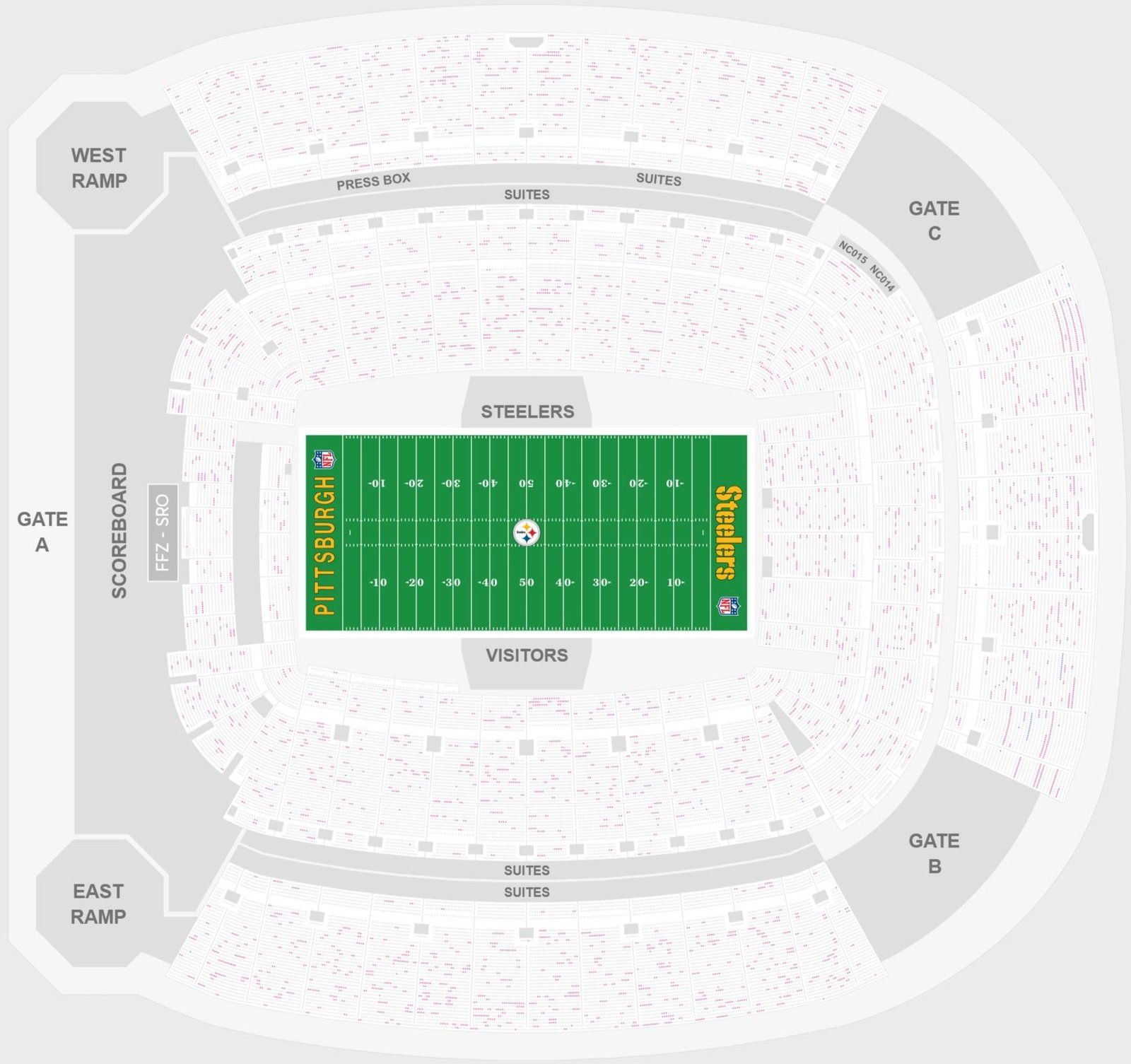 Acrisure Stadium Seating Chart with Seat Numbers