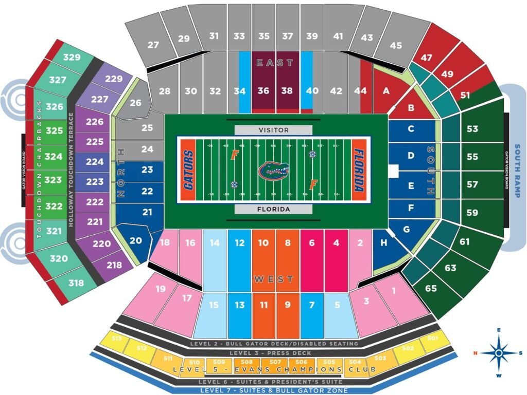 Ben Hill Griffin Stadium Seating Chart with Seat Numbers