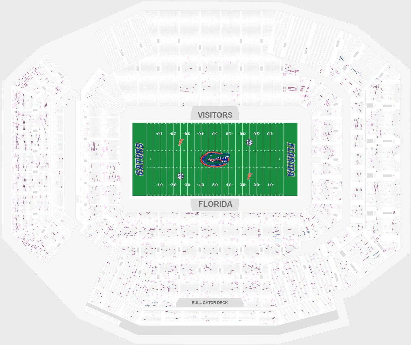Ben Hill Griffin Stadium Seating Chart with Seat Numbers