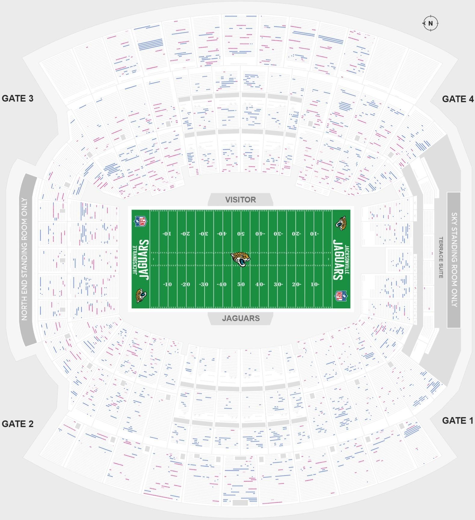 EverBank Stadium Seating Chart with Seat Numbers