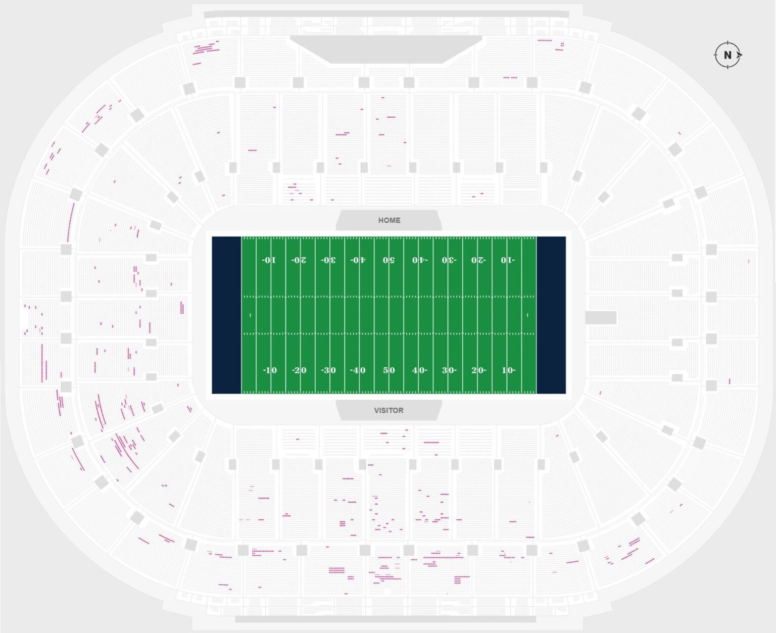 Notre Dame Stadium Seating Chart with Seat Numbers and Rows