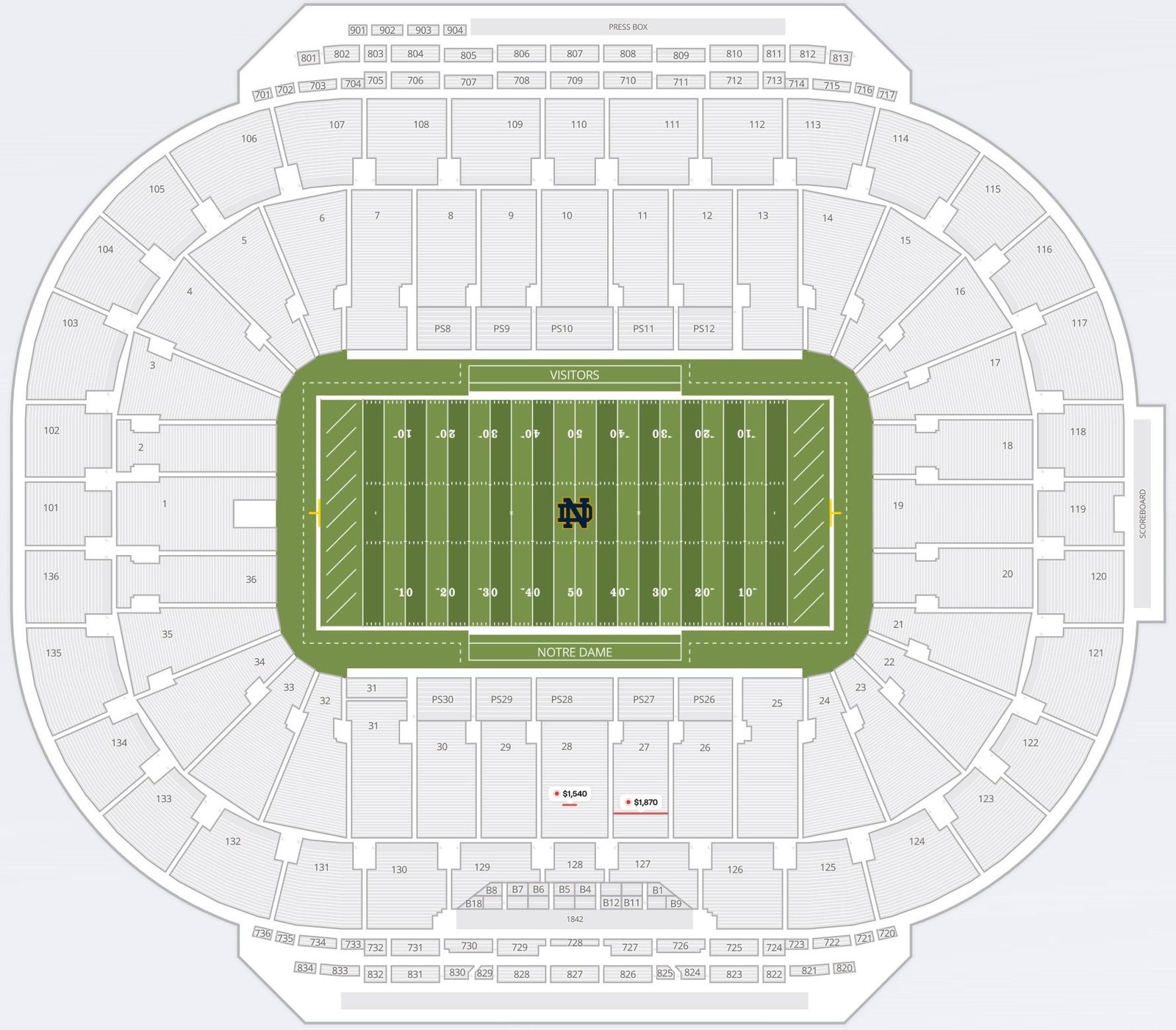 Notre Dame Stadium Seating Chart