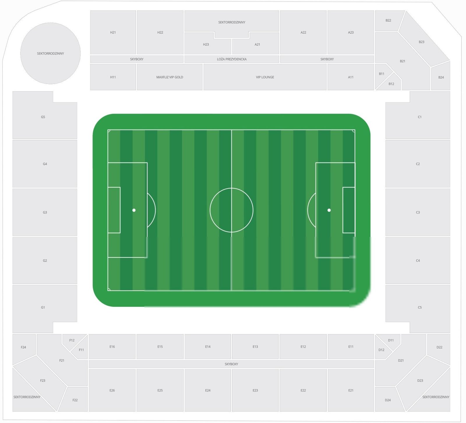 Henryk Reyman Municipal Stadium Seating Plan for Football
