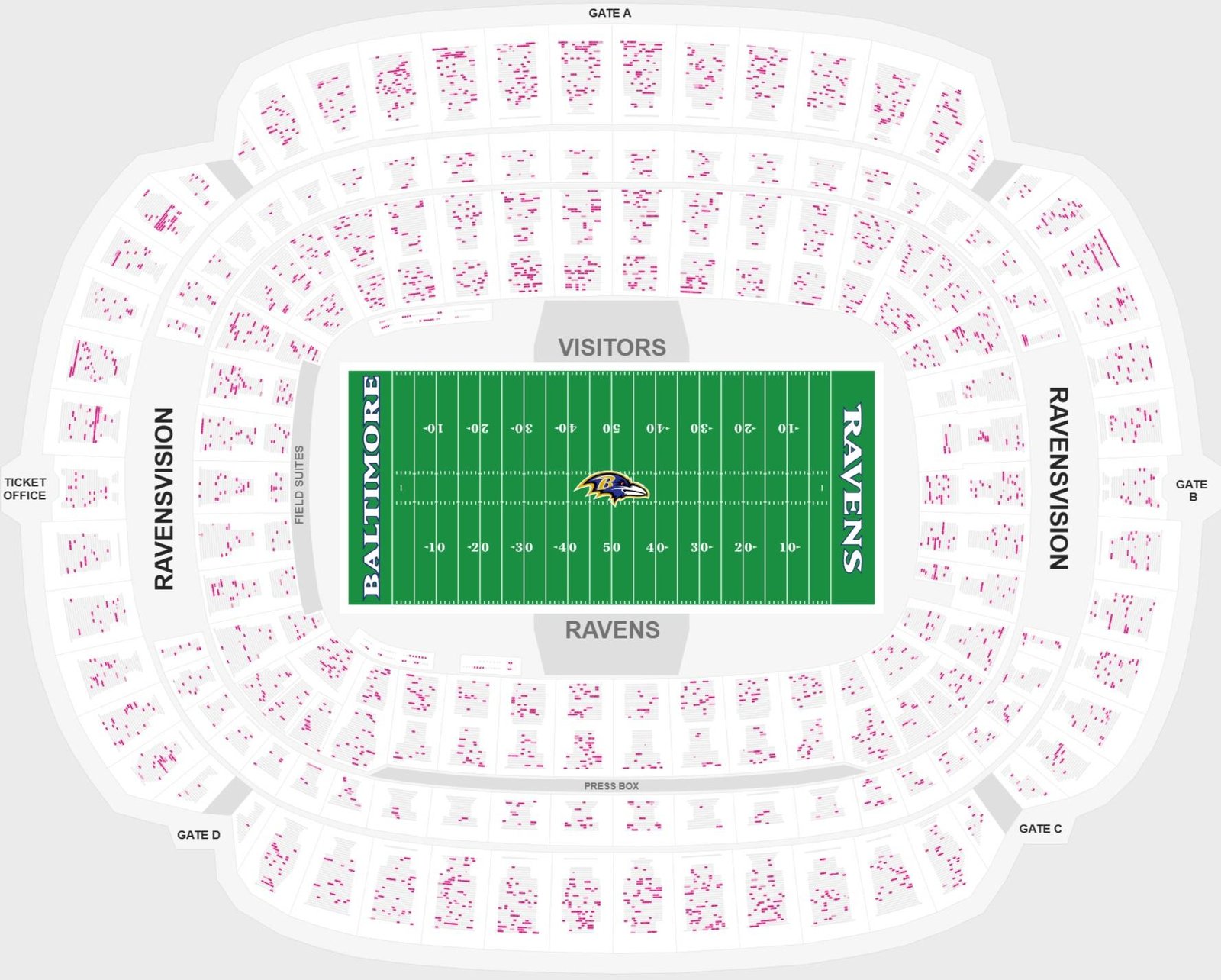 MT Bank Stadium Seating Chart with Seat Numbers