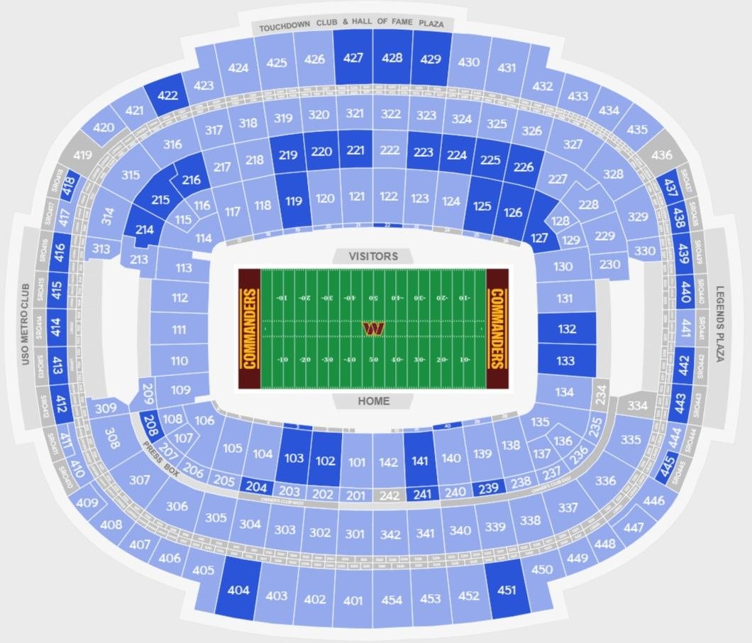 Northwest Stadium Seating Map
