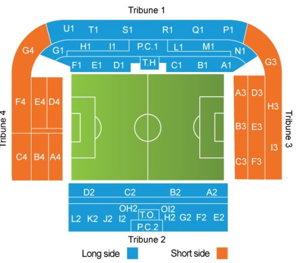 Stade Maurice Dufrasne Seating Plan