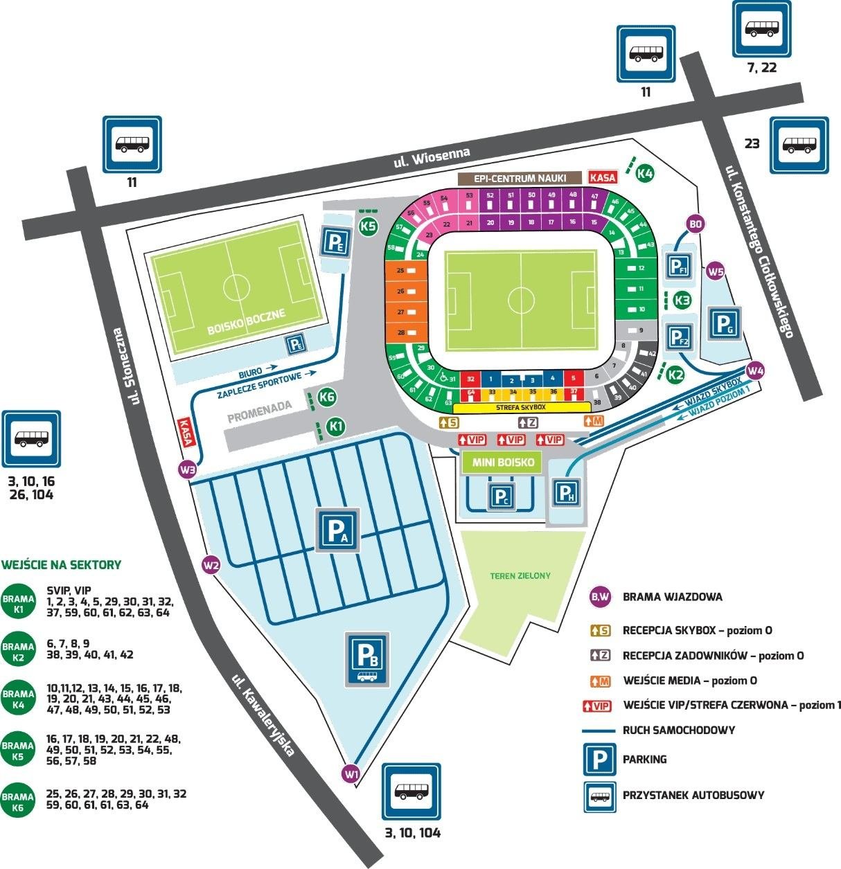 Stadion Miejski Layout and Parking Map
