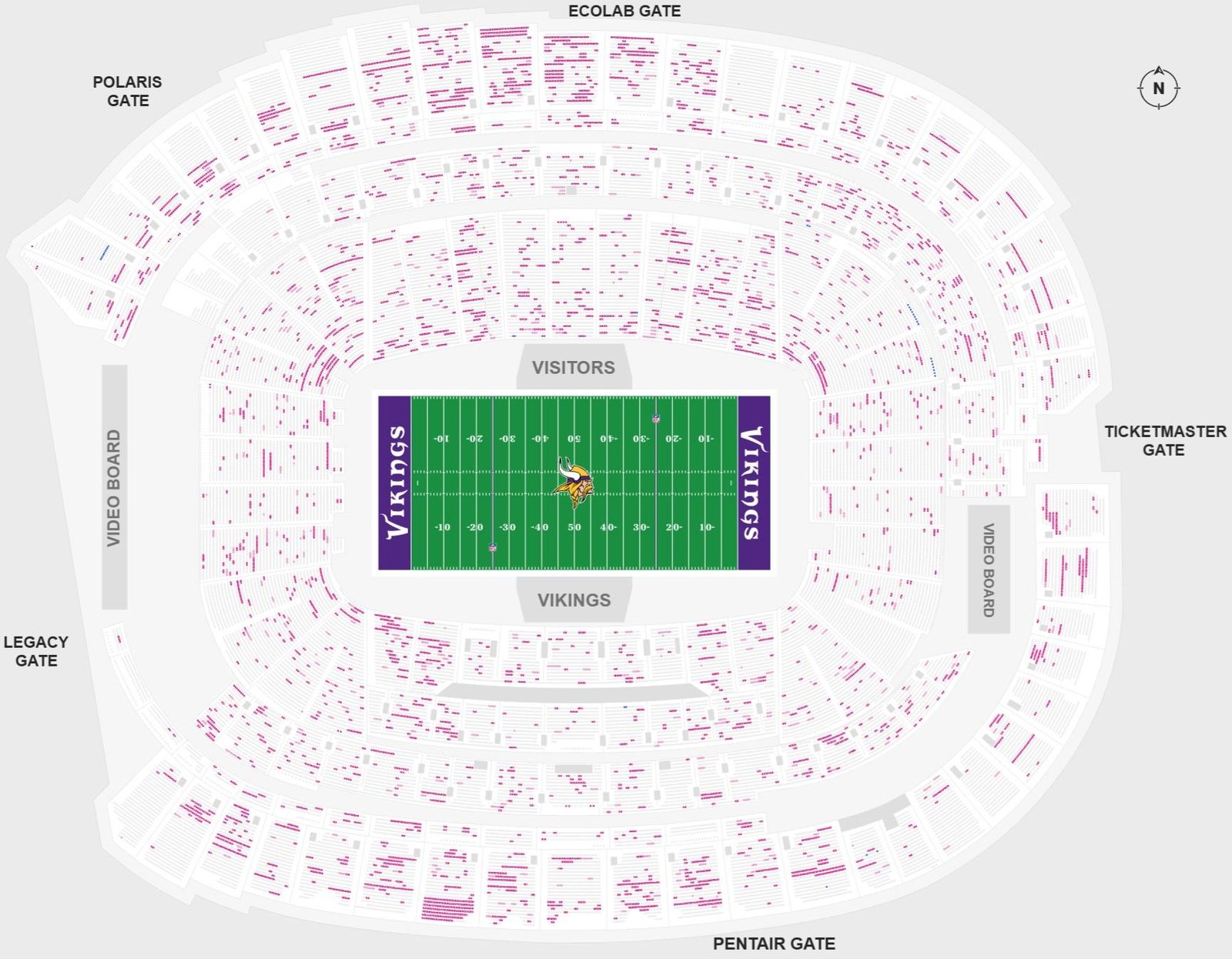US Bank Stadium Seating Chart with Seat Numbers