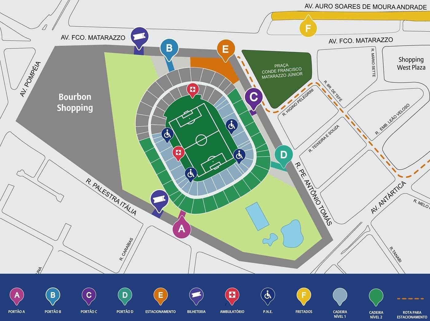 Allianz Parque Entry Gates Layout and Parking