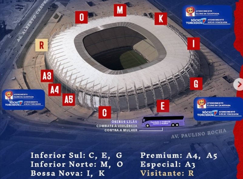 Governor Plácido Castelo Stadium Access and Layout Map