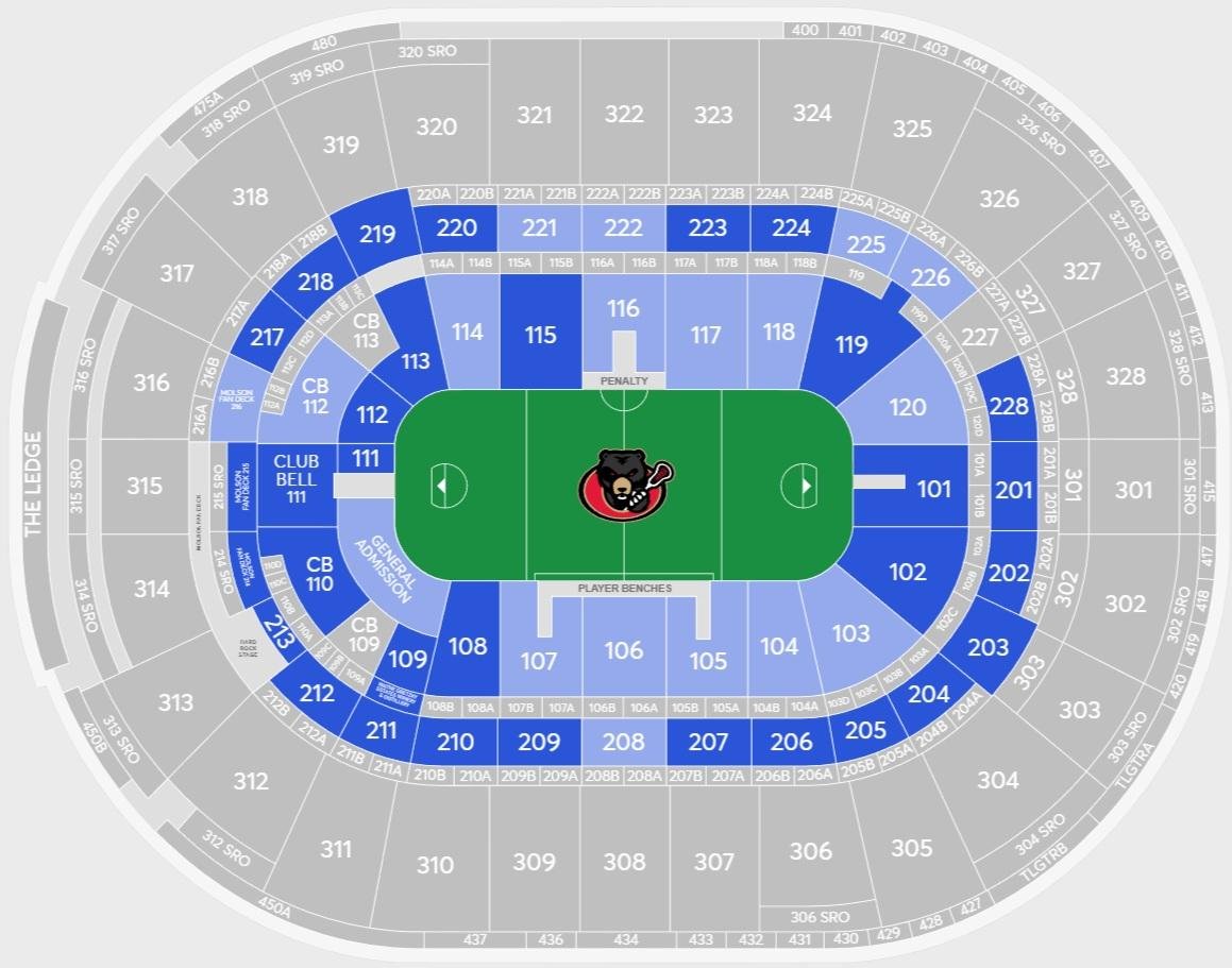 Canadian Tire Centre Seating Chart for Lacrosse