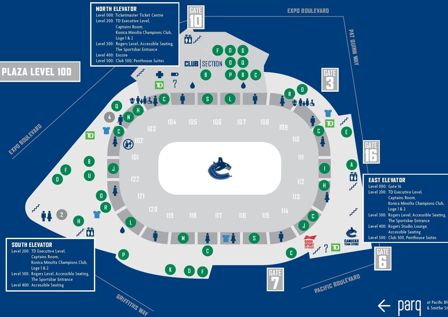 Rogers Arena Layout 100 Level