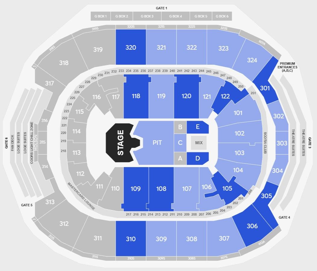Scotiabank Arena Concerts Map