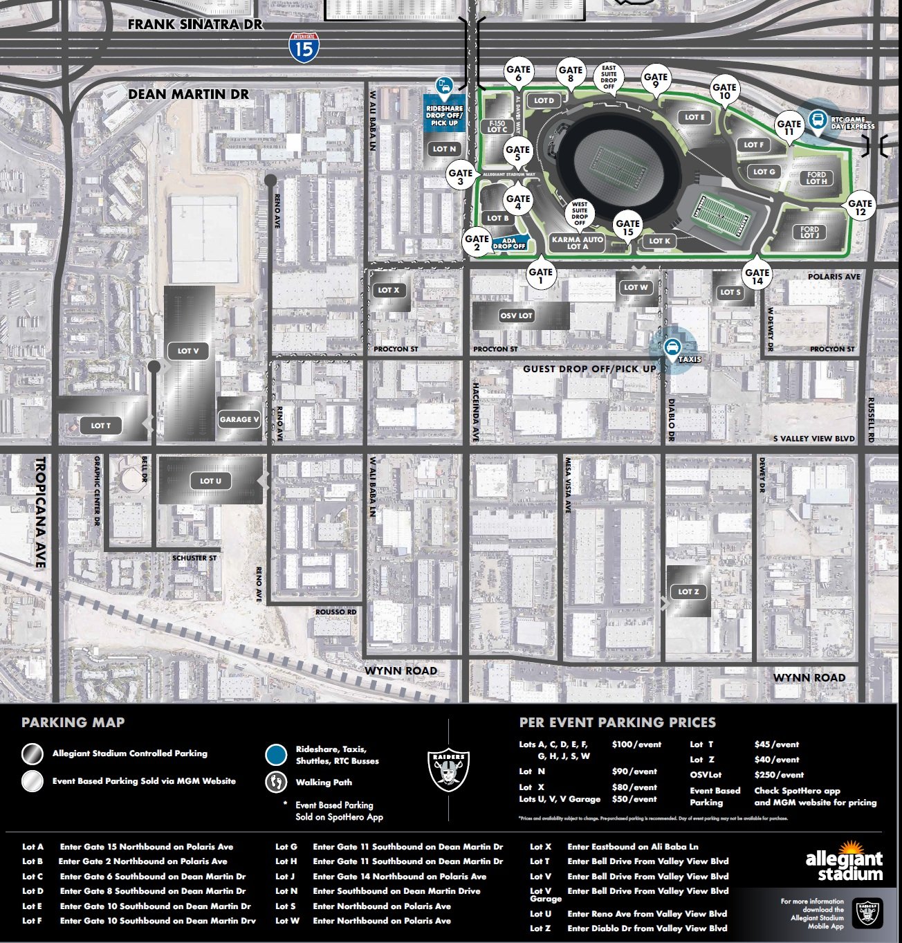 Allegiant Stadium Parking Map