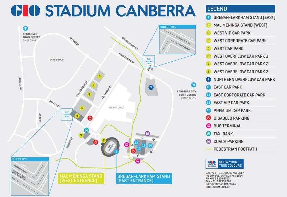 GIO Stadium Canberra Parking Map