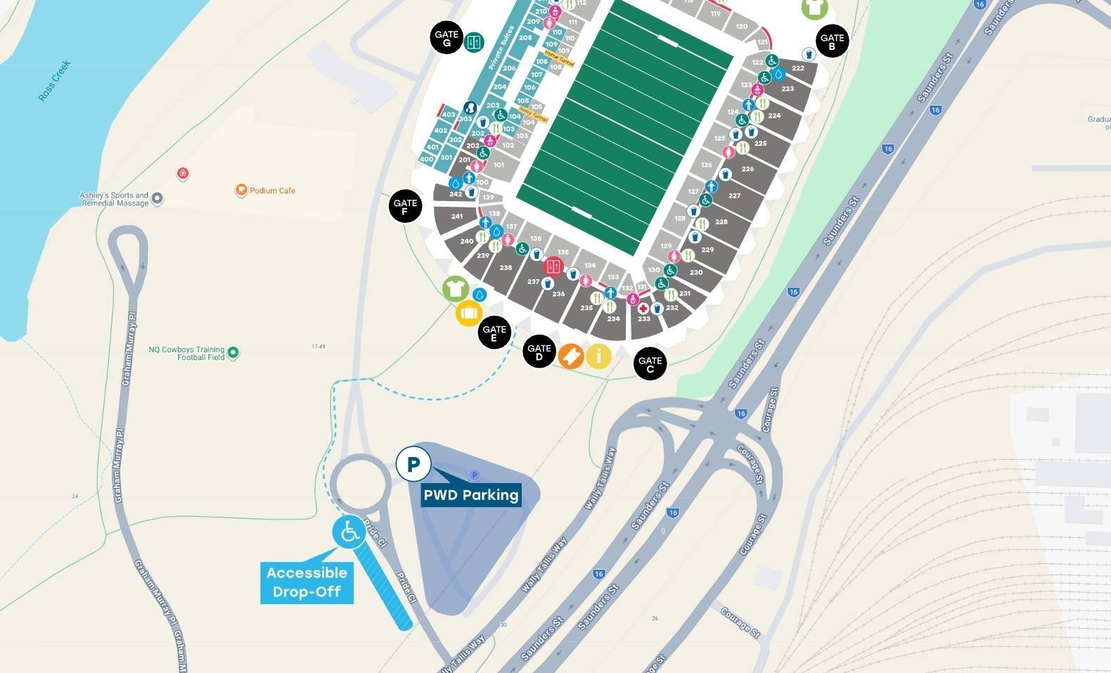 Queensland Country Bank Stadium Parking Map