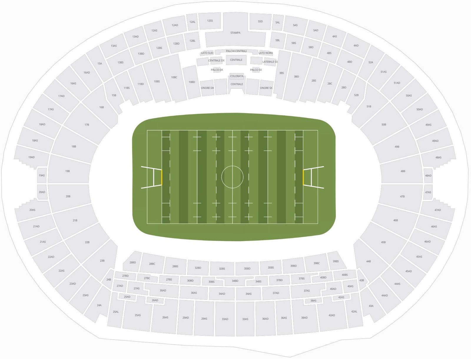 Stadio Olimpico Seating Plan for Rugby