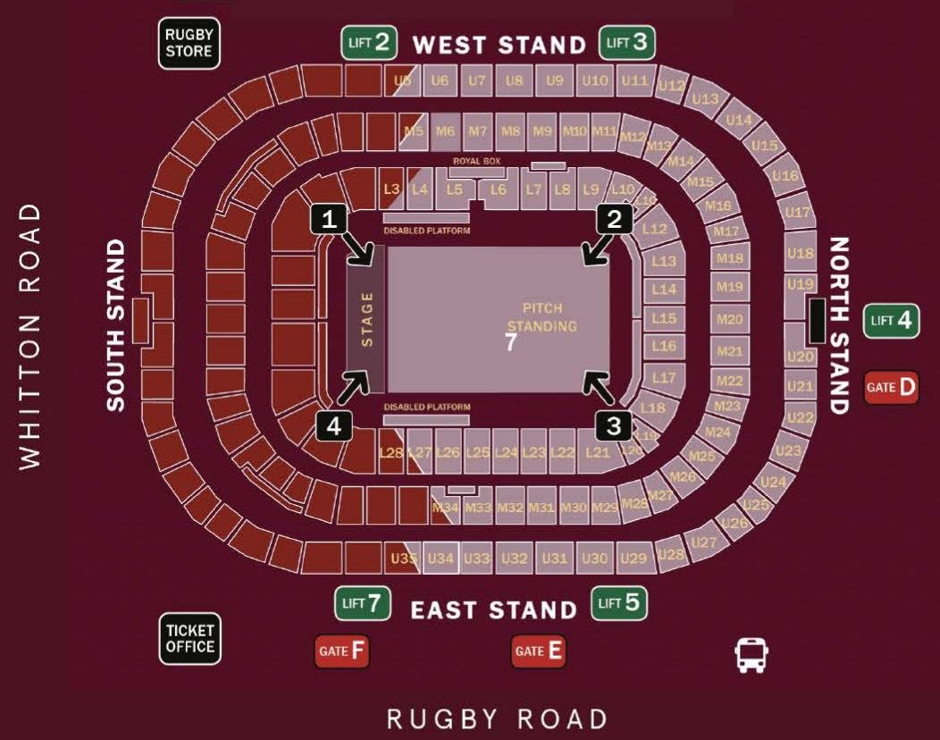 Twickenham Stadium Seating Plan for Concerts